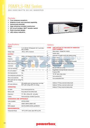 PBMPLS-24X-RM datasheet - 500-5000 WATTS DC/AC INVERTER