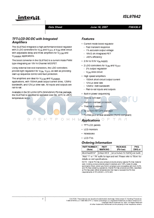 ISL97642 datasheet - TFT-LCD DC/DC with Integrated Amplifiers