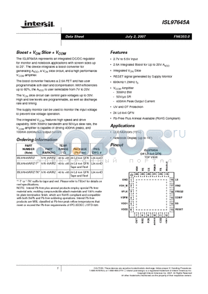 ISL97645A datasheet - Boost  VON Slice  VCOM