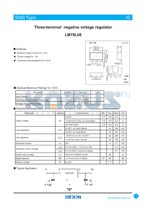 LM79L08 datasheet - Three-terminal negative voltage regulator
