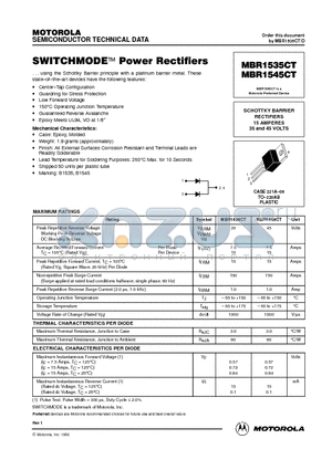 MBR1535CT datasheet - SWITCHMODE Power Rectifiers