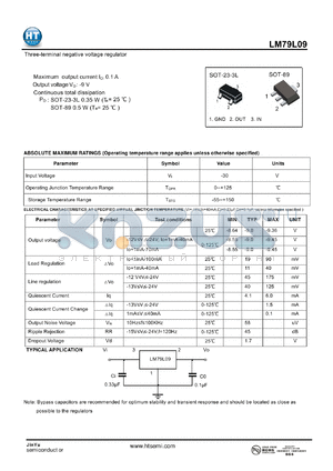LM79L09 datasheet - Three-terminal negative voltage regulator