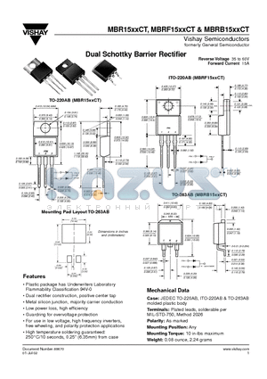 MBR1535CT datasheet - Dual Schottky Barrier Rectifier