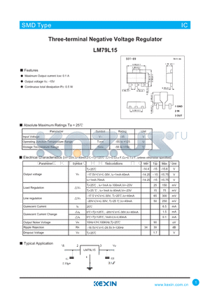 LM79L15 datasheet - Three-terminal Negative Voltage Regulator