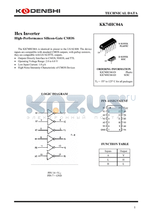 KK74HC04AD datasheet - Hex Inverter High-Performance Silicon-Gate CMOS