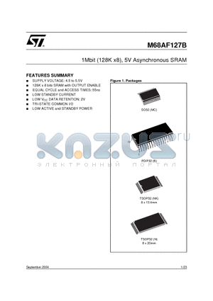 M68AF127B datasheet - 1Mbit 128K x8, 5V Asynchronous SRAM