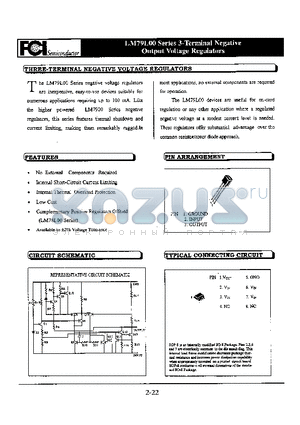 LM79L15 datasheet - LM79L00 Series 3-Terminal Negative Output voltage Regulators