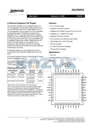 ISL97653AIRZ-TK datasheet - 5-Channel Integrated LCD Supply