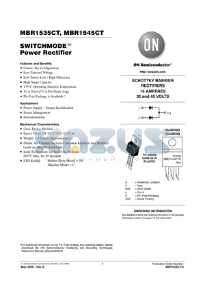 MBR1535CTG datasheet - SWITCHMODE Power Rectifier