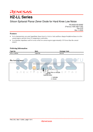 HZ3ALL datasheet - Silicon Epitaxial Planar Zener Diode for Hard Knee Low Noise