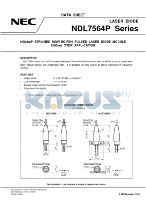 NDL7515P datasheet - InGaAsP STRAINED MQW DC-PBH PULSED LASER DIODE MODULE 1550nm OTDR APPLICATION