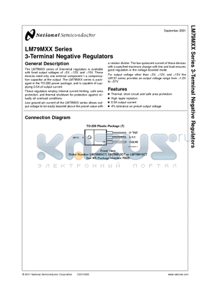 LM79M12 datasheet - 3-Terminal Negative Regulators