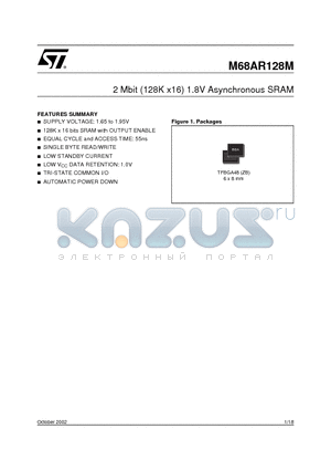 M68AR128ML55ZB6T datasheet - 2 Mbit (128K x16) 1.8V Asynchronous SRAM