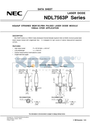 NDL7563P1 datasheet - InGaAsP STRAINED MQW DC-PBH PULSED LASER DIODE MODULE 1550nm OTDR APPLICATION