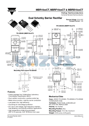 MBR1550CT datasheet - Dual Schottky Barrier Rectifier