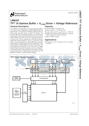 LM8207MT datasheet - TFT 18 Gamma Buffer  VCOM Driver  Voltage Reference