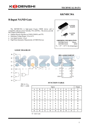 KK74HC30A datasheet - 8-Input NAND Gate