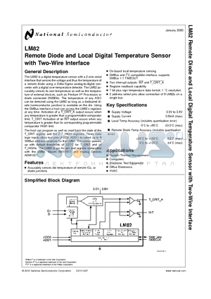 LM82 datasheet - Remote Diode and Local Digital Temperature Sensor with Two-Wire Interface