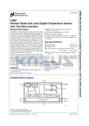 LM82_04 datasheet - Remote Diode and Local Digital Temperature Sensor with Two-Wire Interface