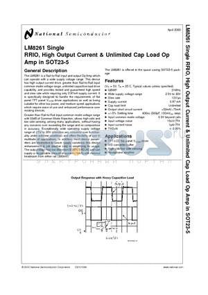 LM8261M5X datasheet - RRIO, High Output Current & Unlimited Cap Load Op Amp in SOT23-5