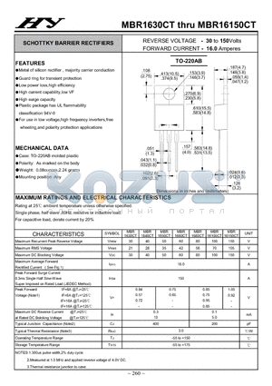 MBR16150CT datasheet - SCHOTTKY BARRIER RECTIFIERS