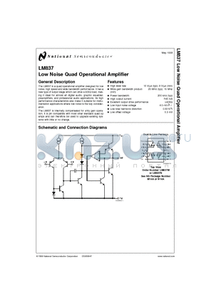 LM837M datasheet - Low Noise Quad Operational Amplifier