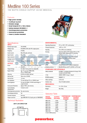 PBSE5131 datasheet - 100 WATTS SINGLE OUTPUT AC/DC MEDICAL