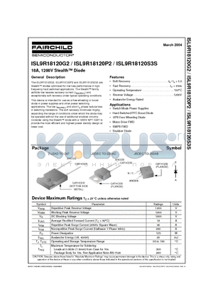 ISL9R18120S3S datasheet - 18A, 1200V Stealth Diode