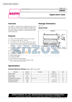 LM8562 datasheet - Digital Alarm Clock