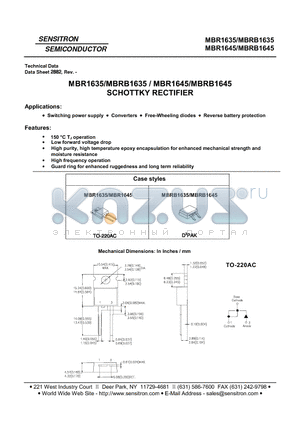 MBR1635 datasheet - SCHOTTKY RECTIFIER