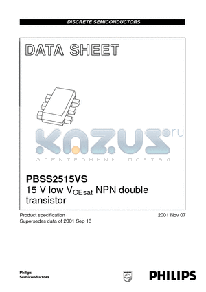 PBSS2515VS datasheet - 15 V low VCEsat NPN double transistor