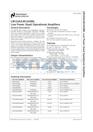 LM883AWG datasheet - Low Power Quad Operational Amplifiers