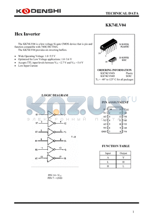 KK74LV04N datasheet - Hex Inverter