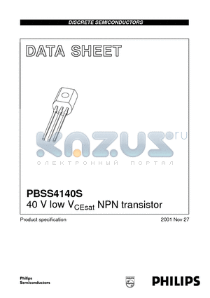 PBSS4140S datasheet - 40 V low VCEsat NPN transistor