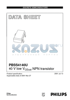 PBSS4140U datasheet - 40 V low VCEsat NPN transistor
