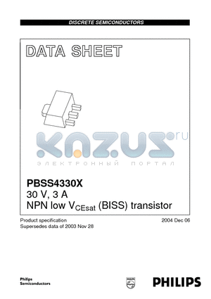 PBSS4330X datasheet - 30 V, 3 A NPN low VCEsat (BISS) transistor