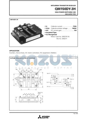 QM150 datasheet - HIGH POWER SWITCHING USE INSULATED TYPE