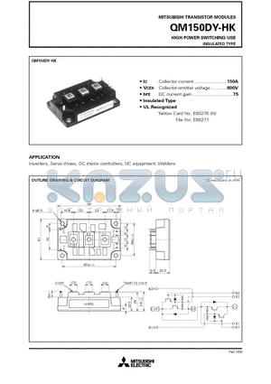 QM150DY-H datasheet - HIGH POWER SWITCHING USE INSULATED TYPE