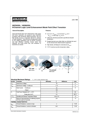 NDP6030L datasheet - N-Channel Logic Level Enhancement Mode Field Effect Transistor