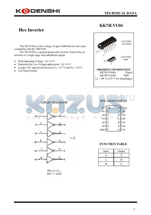 KK74LVU04 datasheet - Hex Inverter