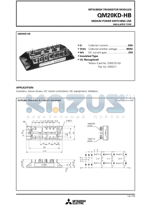 QM20 datasheet - MEDIUM POWER SWITCHING USE INSULATED TYPE