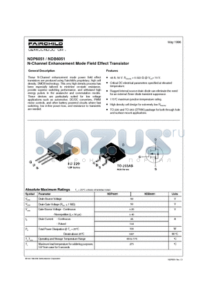 NDP6051 datasheet - N-Channel Enhancement Mode Field Effect Transistor