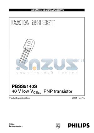PBSS5140S datasheet - 40 V low VCEsat PNP transistor