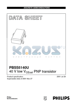 PBSS5140U datasheet - 40 V low VCEsat PNP transistor