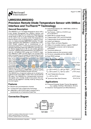 LM95235 datasheet - Precision Remote Diode Temperature Sensor with SMBus Interface and TruTherm Technology