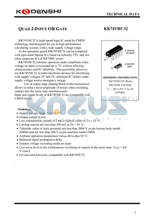 KK74VHC32 datasheet - QUAD 2-INPUT OR GATE