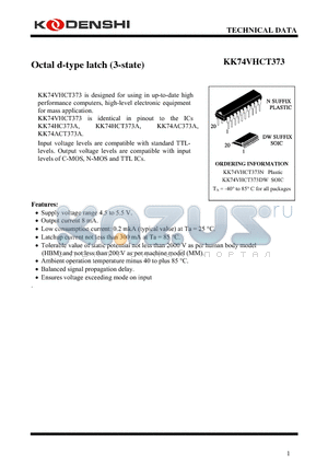 KK74VHC373 datasheet - Octal d-type latch with three state outputs