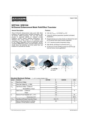 NDP7050 datasheet - N-Channel Enhancement Mode Field Effect Transistor