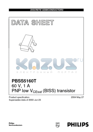 PBSS5160T datasheet - 60 V, 1 A PNP low VCEsat (BISS) transistor