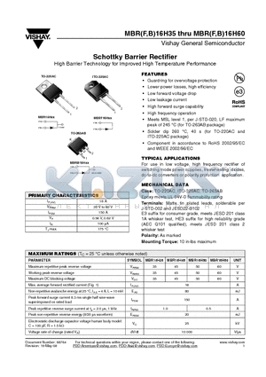 MBR16H60 datasheet - Schottky Barrier Rectifier